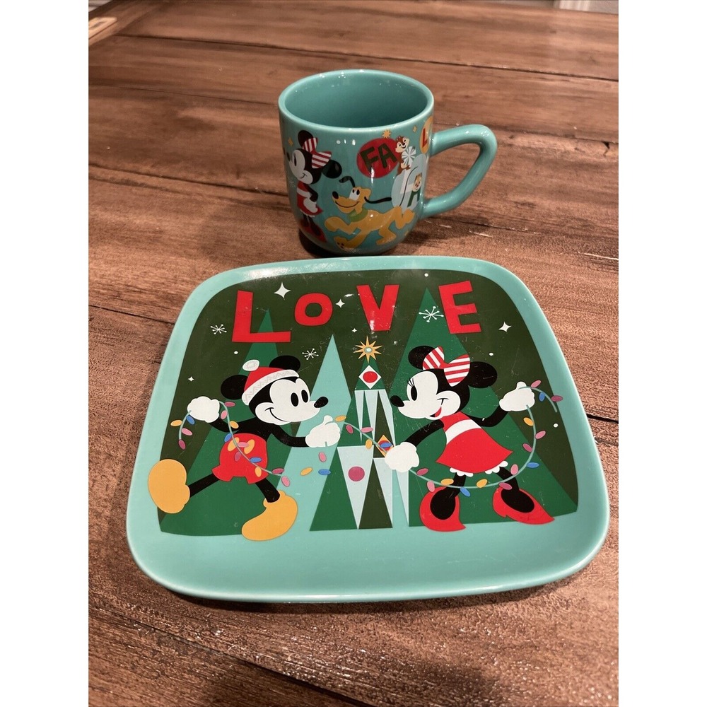Disney Cookies for Santa plate and mug set, Mickey and Minnie, Disney characters